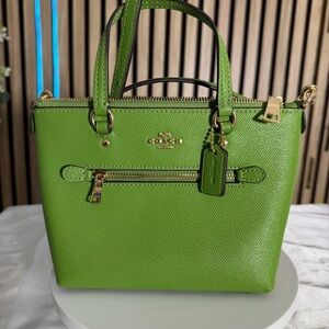 💚 COACH 🍀 CA844 Mini Gallery Crossbody Crossgrain leather neon Green No. C2239.